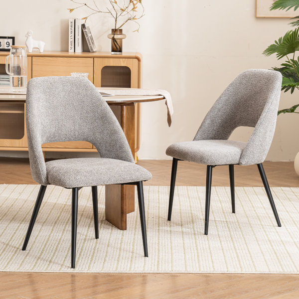 20.1"W Mid-Century Modern Dining Chairs, Fabric/Leather Upholstered Side Chairs, Armless Vanity Chair With Metal Legs For Dining Living Room Vanity Office (Set of 2)
